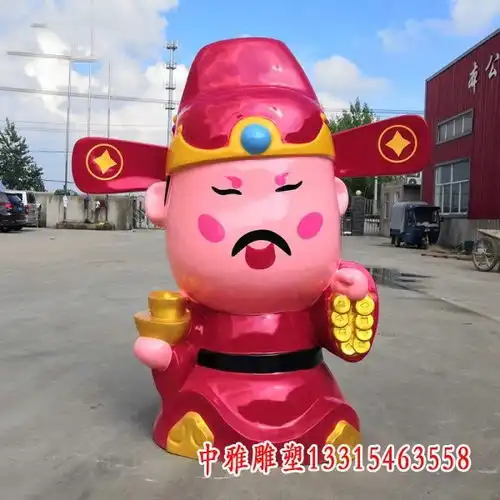 仿铜玻璃钢财神雕塑廊坊玻璃钢雕塑财神加工厂中雅雕塑
