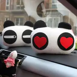 熊猫帝国pandaqueen情侣爱心汽车枕颈枕小靠垫头枕一对
