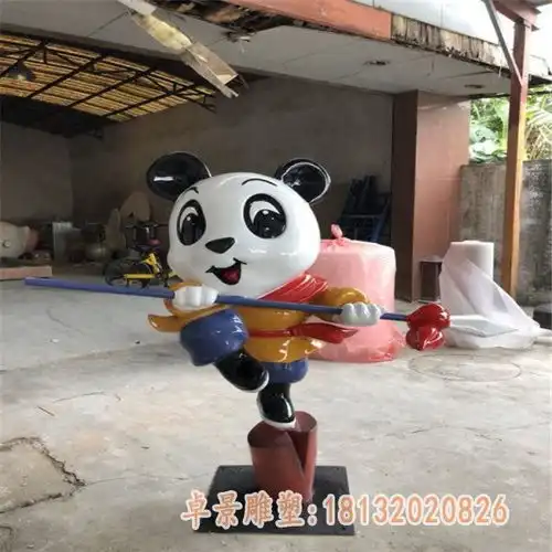 玻璃钢卡通熊猫雕塑佳木斯卡通熊猫玻璃钢雕塑定制厂家卓景雕塑
