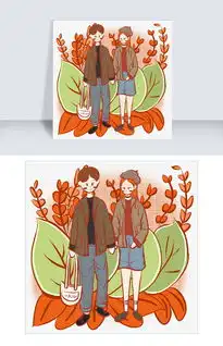 手绘卡通时尚浪漫情侣文艺清新小插画图片素材psb格式下载动漫人物大全
