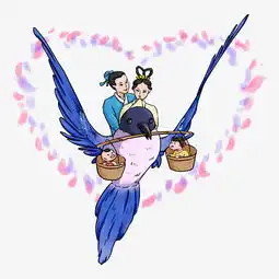 七夕节牛郎织女喜鹊插画爱情团聚图片素材其他格式下载动漫人物大全

