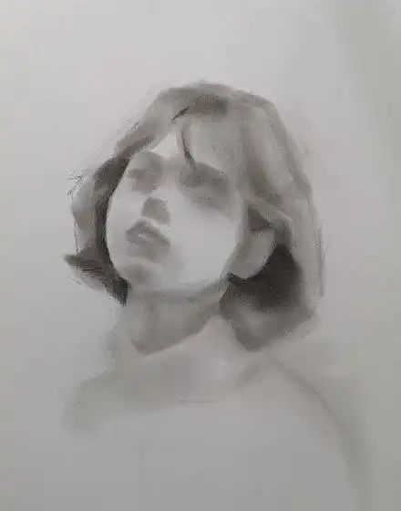 高清素描头像女青年步骤图片
