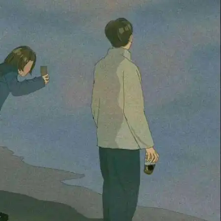 插画情侣头像情侣专用,手绘情侣头像一对两张
