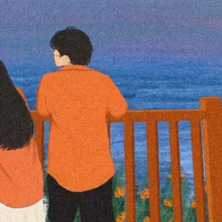 插画情侣头像唯美插画情侣头像高清一对两张
