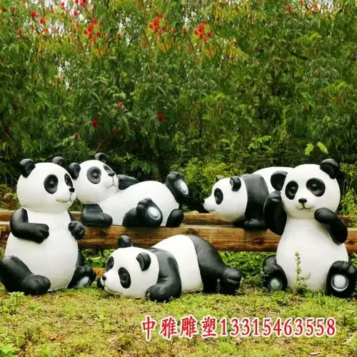 玻璃钢熊猫公园景点雕塑毕节熊猫玻璃钢雕塑图片中雅雕塑

