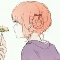单手拿花的情侣动漫头像
