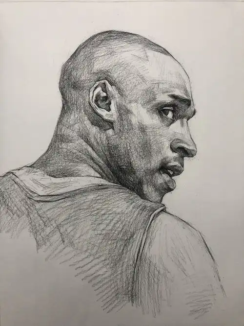 科比素描头像步骤图片科比画法教程

