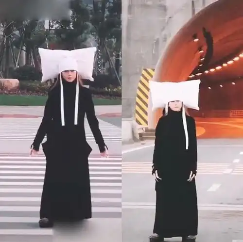 撒贝宁的奇葩造型火了,杨丽萍模仿后变黑白无常,吓到路过的大爷
