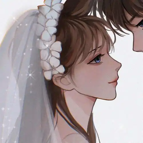 手绘插画情侣头像
