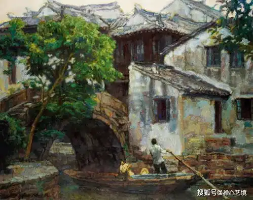 陈逸飞油画作品江南水乡,同系列作品中最精彩的一件
