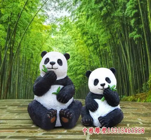 熊猫主题玻璃钢雕塑咸宁树脂雕塑熊猫制作厂中雅雕塑

