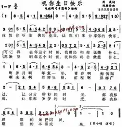 祝你生日快乐歌的简谱
