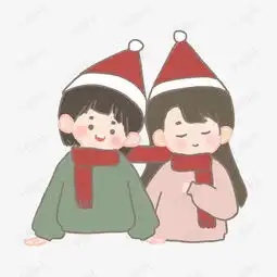 圣诞节戴着圣诞帽子一起围围巾的男孩女孩素材图片免费下载高清psd千库网图片编号11496827
