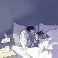 一男一女手绘拿手机情头头像
