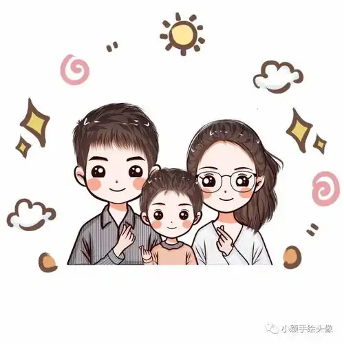 全家福年味头像,一家三口四口动漫头像,简单又好看
