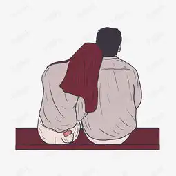 手绘卡通情侣依偎背影插画素材图片免费下载高清psd千库网图片编号11638021
