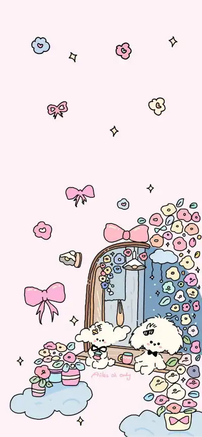 可可爱爱的花花大熊猫壁纸
