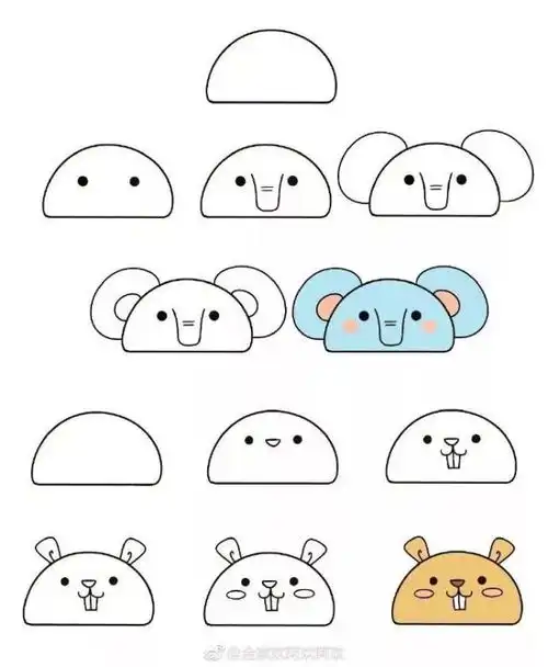 一个半圆居然能画成18种可爱小动物赶紧收藏教孩子画
