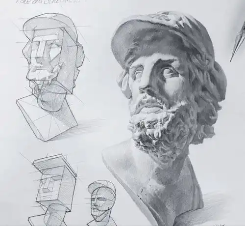 画素描人物不会局部造型从局部到整体,老师们都是这样画的
