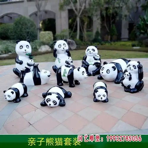 玻璃钢卡通功夫熊猫雕嘉兴熊猫玻璃钢雕塑图片

