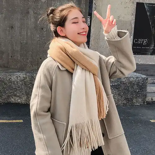 围巾女冬季韩版百搭男女学生加厚披肩情侣款秋冬毛线针织少女围脖
