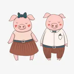 卡通情侣猪手绘插画图片素材其他格式下载动漫人物大全

