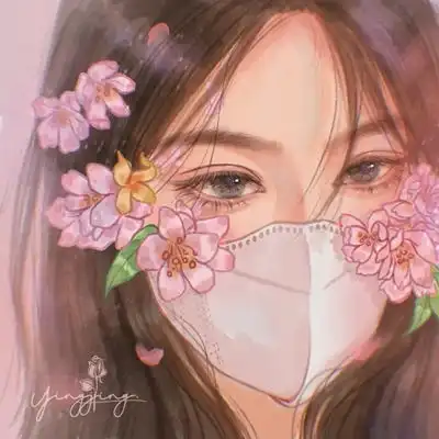 2023最新浪漫戴口罩女生动漫头像

