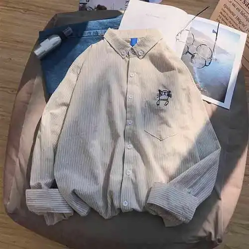 格子衬衫男宽松学生2019春秋韩版长袖衬衫休闲港风情侣格子外套
