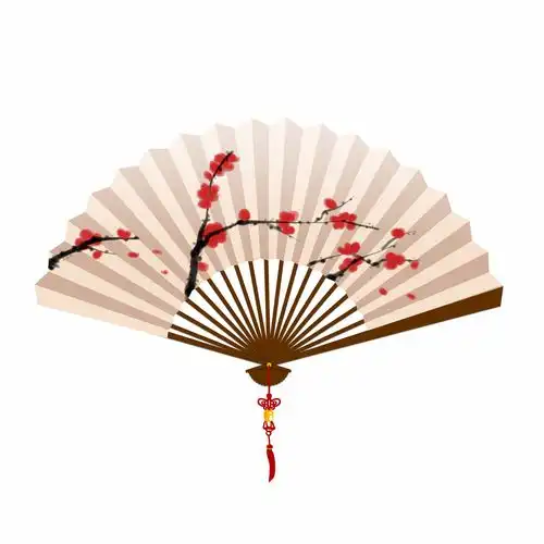 中国传统古典扇子中式折扇png免抠元素扇面图案元素平面装饰素材手绘折扇免扣素材
