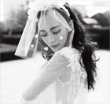 梦幻唯美的新娘头纱蓬松长发尽显露女人味

