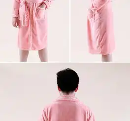 玉沙家纺法兰绒浴袍男女情侣款加厚保暖浴衣开襟绑带珊瑚绒浴袍
