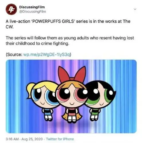 飞天小女警将出真人版,小时候喜欢的动漫,不知真人版是否有惊喜
