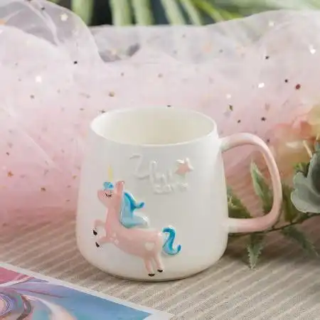 ins带盖勺马克杯子女陶瓷个性潮流少女心喝水杯北欧情侣咖啡杯
