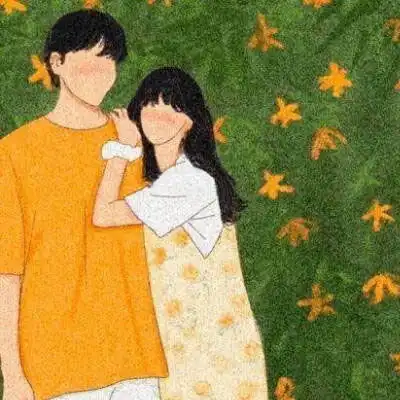 手绘情侣头像图片一男一女,夏日限定温馨情侣头像一左一右
