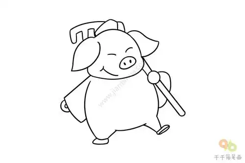 西游记胖胖的q版猪八戒简笔画
