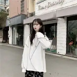 初春韩版中长款宽松个性设计情侣款慵懒风套头t恤卫衣上衣外套女
