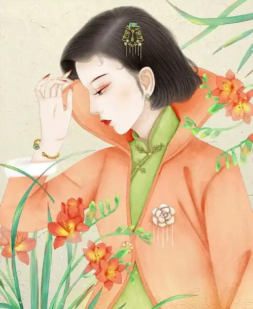 二十四节气花卉人物插画

