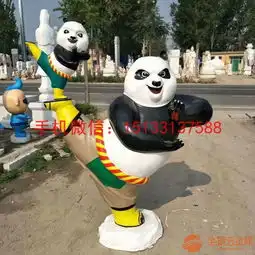 功夫熊猫雕塑玻璃钢卡通雕塑长治玻璃钢雕塑厂家

