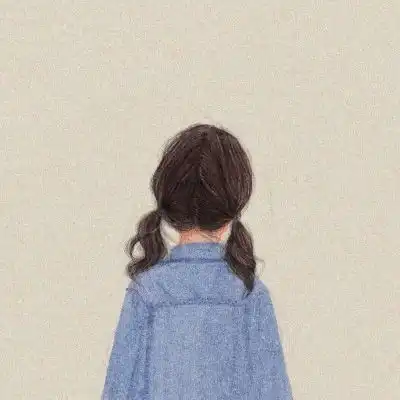 卡通背影头像唯美漂亮手绘画女生背影图片
