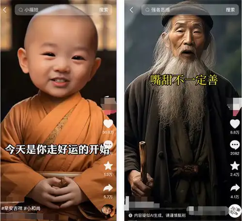 抖音涨粉黑科技1个月涨粉44万的ai小和尚说话视频
