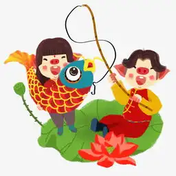 春节卡通手绘钓锦鲤的小猪可爱情侣图片素材其他格式下载动漫人物大全

